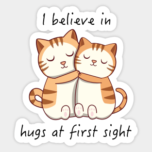 I Believe in Hugs at First Sight Sticker